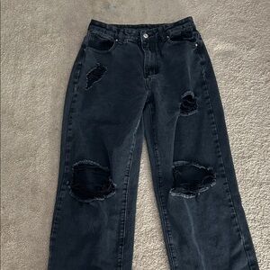 Distressed Black Women's Jeans